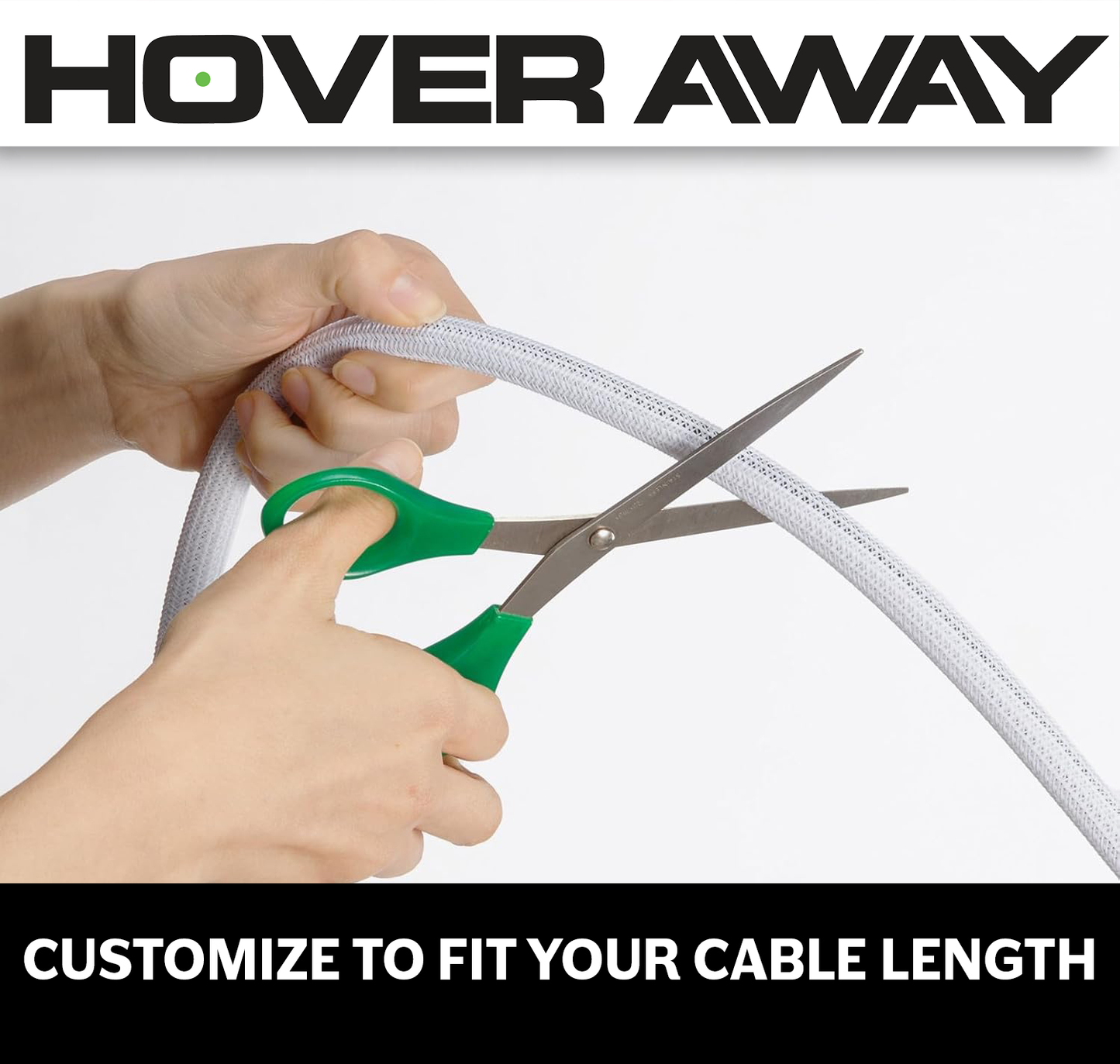 White Braided Cable Wrap Sleeve Protector - Self-Wrapping, Split Wire Loom for Charging Cables